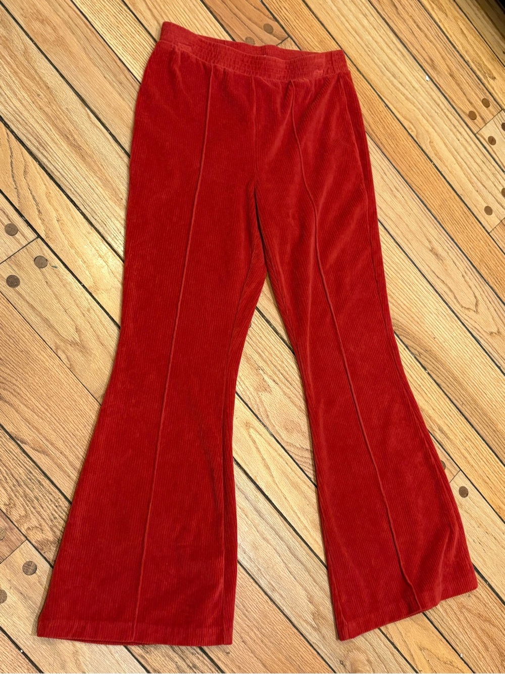 aerie Burnt Orange Rust Stretch Corduroy Flare Leggings size medium